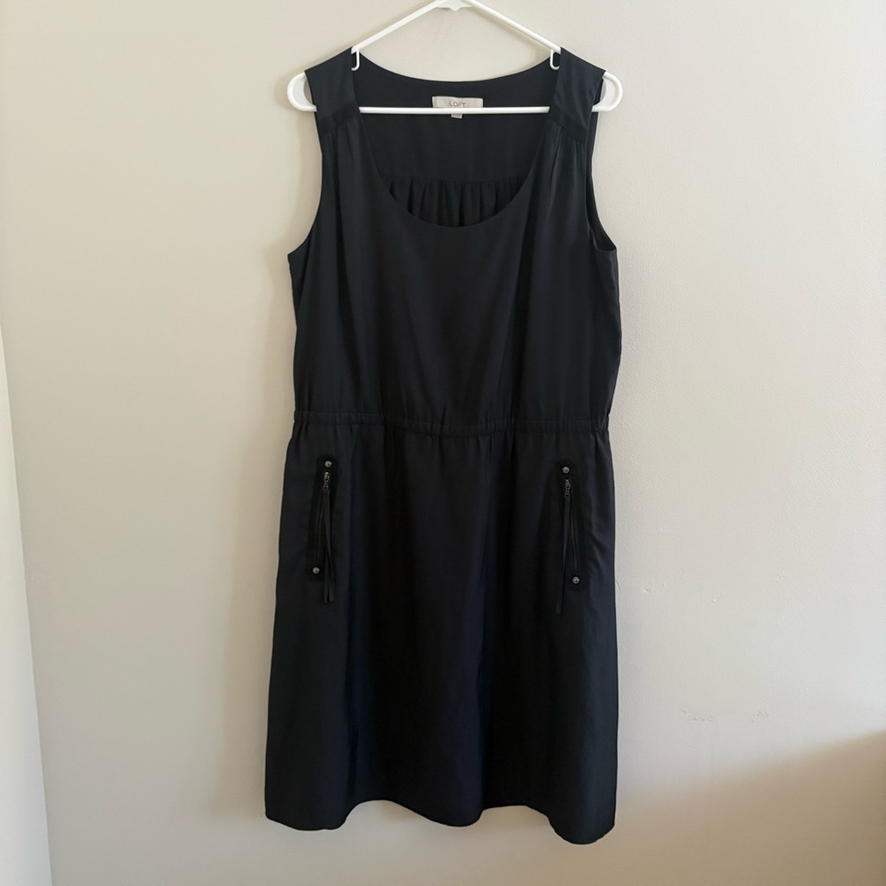 LOFT Size 12 grey Sleeveless Midi jumper Dress relaxed preppy neutral cottage